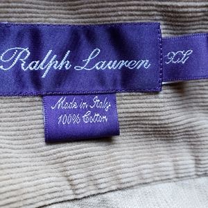 Vintage Ralph Lauren Italy Corduroy Button Shirt Top Size XL Tan Light Brown